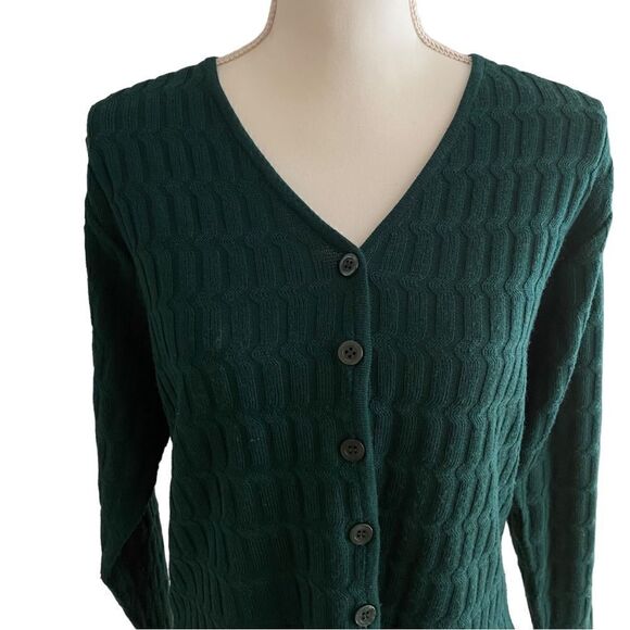 Norm Thompson Cable Knit Cardigan Sweater Italy Size Small - Picture 4 of 6